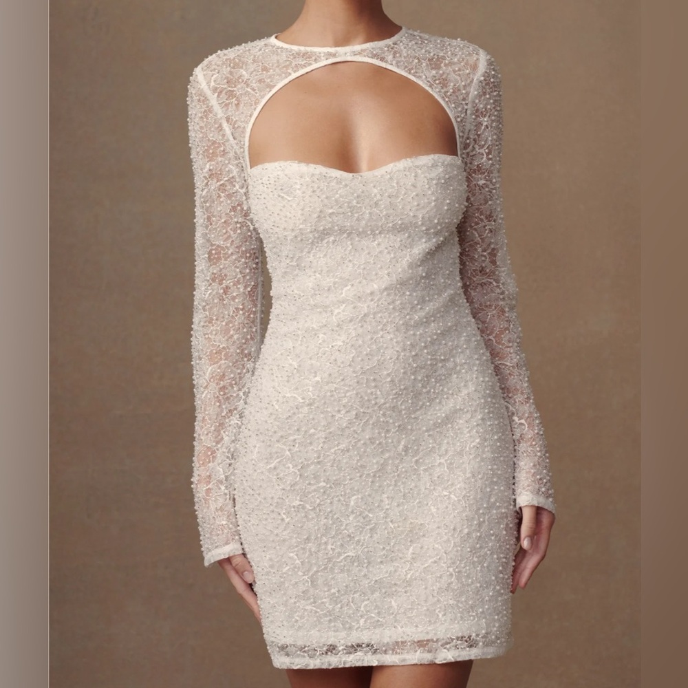 Meshki Pearl Beaded Mini Dress